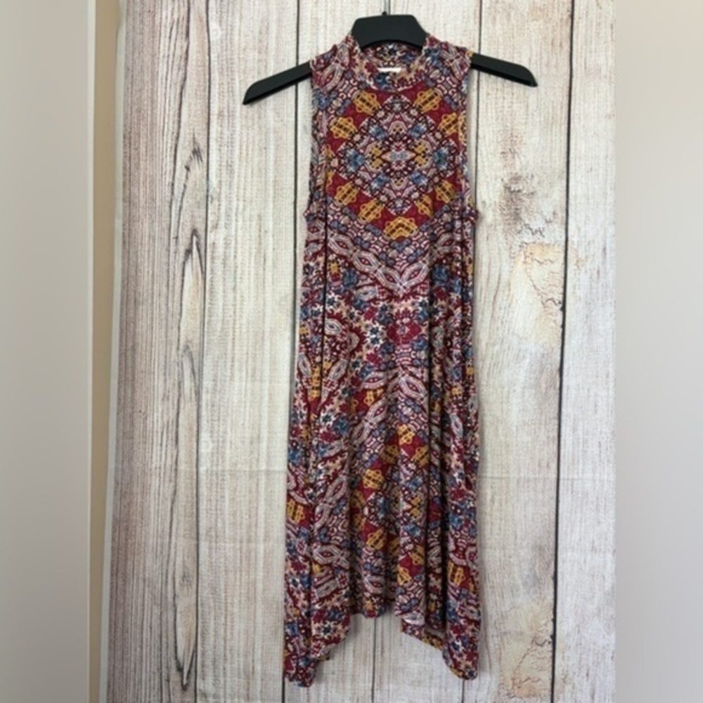 Maeve Womens Lilt Print Mock Neck Swing dress size XS